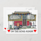 可愛いRVヴィンテージポップアップキャンパー旅行トレーラー ポストカード (正面/裏面)