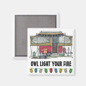 可愛いRVヴィンテージポップアップキャンパー旅行トレーラー マグネット (正面/裏面)