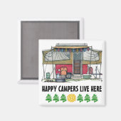 可愛いRVヴィンテージポップアップキャンパー旅行トレーラー マグネット (正面/裏面)