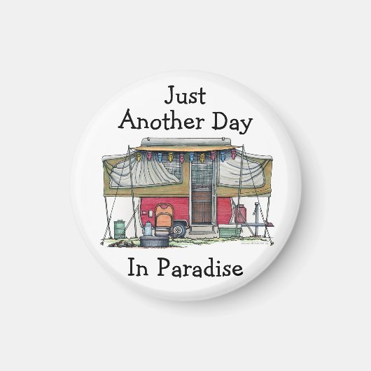 可愛いRVヴィンテージポップアップキャンパー旅行トレーラー マグネット (正面)