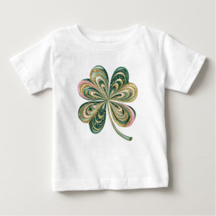 可愛いSt patricks四葉クローバーウォーターカラーシャツ ベビーTシャツ