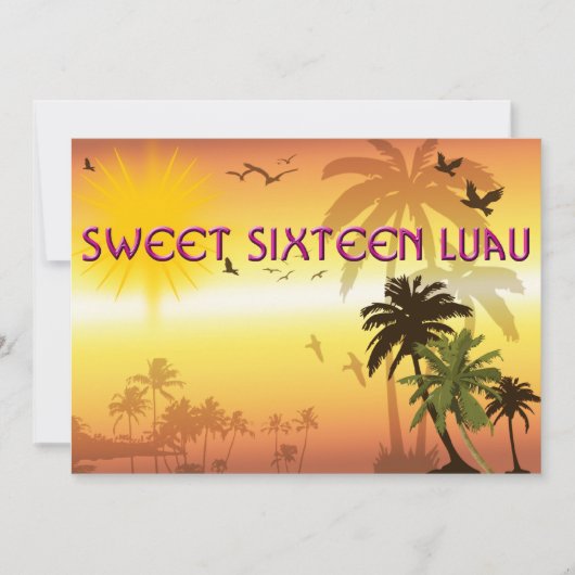 可愛いSweet Sixteenハワイアン・ルアウ招待状 招待状 (正面)