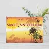 可愛いSweet Sixteenハワイアン・ルアウ招待状 招待状 (スタンド正面)