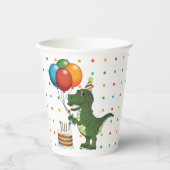 可愛いTレックスとバルーンカラフルハッピーバースデー 紙コップ (正面)