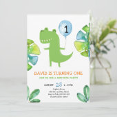 可愛いTレックスボーイ最初の誕生日ジノミテ恐竜 招待状 (スタンド正面)
