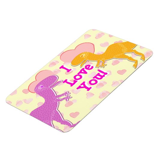 可愛いTレックス恐竜とハート マグネット (左側)