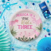 可愛いTレックス恐竜ガール第3誕生日パーティー ペーパープレート (パーティー)