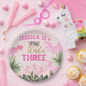 可愛いTレックス恐竜ガール第3誕生日パーティー ペーパープレート (パーティー)