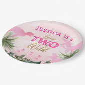 可愛いTレックス恐竜ガール2nd誕生日パーティー ペーパープレート (アングル)