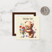 可愛いThank you bear add message ノートカード (正面/裏面インサイチュ)