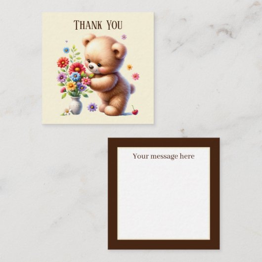 可愛いThank you bear add message ノートカード (正面/裏面)