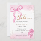 可愛いTuバレリナシューズボーガールベビーシャワー 招待状 (正面)