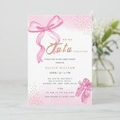 可愛いTuバレリナシューズボーガールベビーシャワー 招待状 (スタンド正面)