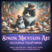 可愛いTuxedo猫とマウスのファンタジーの切り離し。 薄葉紙