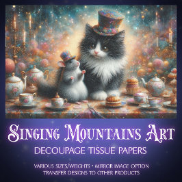 可愛いTuxedo猫とマウスのファンタジーの切り離し。 薄葉紙