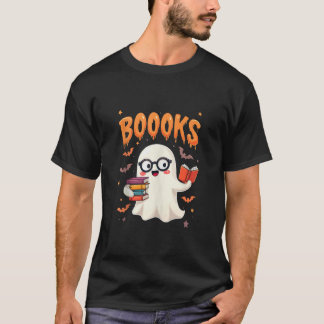 可愛おもしろいいおたく幽霊ブックラバーハローウィンパーティC Tシャツ