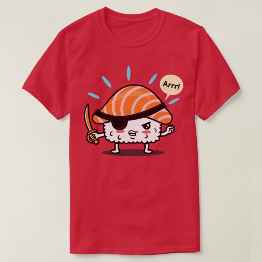 可愛おもしろいいかわいいオリジナル海賊寿司日本のt tシャツ (デザイン正面)