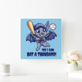 可愛おもしろいいこうもりYes私は1000のこうもりができる！ スクエア壁時計 (ホーム)