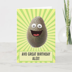 可愛おもしろいいアボカドに素晴らし誕生日 カード