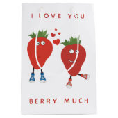 可愛おもしろいいイチゴ ミディアムペーパーバッグ (正面)