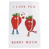 可愛おもしろいいイチゴ ミディアムペーパーバッグ (裏面)