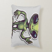 可愛おもしろいいエイリアンお洒落- & よくはしゃぐ アクセントクッション (裏面(縦))