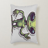 可愛おもしろいいエイリアンお洒落- & よくはしゃぐ アクセントクッション (正面(垂直))