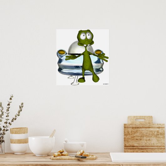 可愛おもしろいいエイリアン及び宇宙船1A ポスター (キッチン)