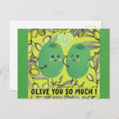 可愛おもしろいいオリーブ好き ポストカード (正面/裏面)