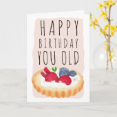 可愛おもしろいいオールドタルト誕生日イラストレーション脚本 カード (黄色い花)