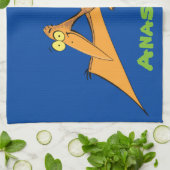 可愛おもしろいいオ飛んでいるレンジ キッチンタオル (折り畳み)