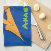 可愛おもしろいいオ飛んでいるレンジ キッチンタオル (四つ折り)