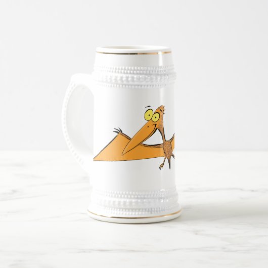 可愛おもしろいいオ飛んでいるレンジ ビールジョッキ (正面左)