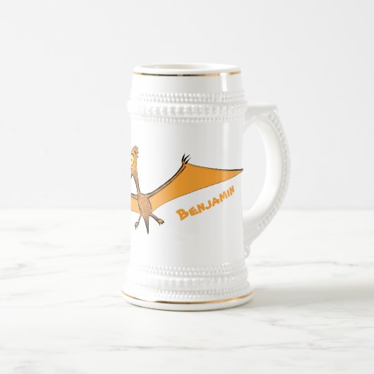 可愛おもしろいいオ飛んでいるレンジ ビールジョッキ (正面右)