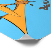 可愛おもしろいいオ飛んでいるレンジ ポスター (角)