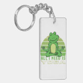 可愛おもしろいいカエルよヨガおもしろい。ヨガのポーズ キーホルダー (正面左)