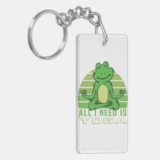 可愛おもしろいいカエルよヨガおもしろい。ヨガのポーズ キーホルダー (正面左)