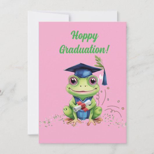 可愛おもしろいいカエル卒業式あいさつカード シーズンカード (正面)