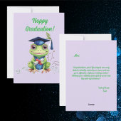 可愛おもしろいいカエル卒業式あいさつカード シーズンカード