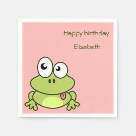 可愛おもしろいいカエル漫画子供の誕生日 スタンダードカクテルナプキン