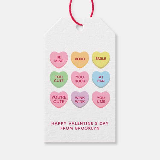 可愛おもしろいいカスタムハートバレンタイン ギフトタグ (正面)