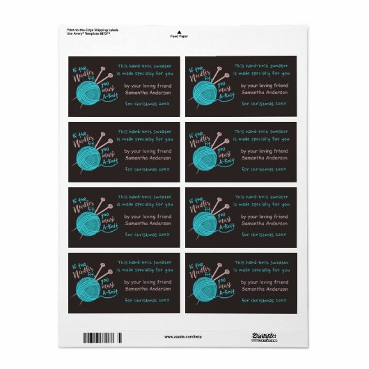 可愛おもしろいいカスタム編み物針ヤーンジョークギフト ラベル (フルシート)