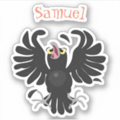 可愛おもしろいいカラスのカラス漫画イラストレーション シール (正面)