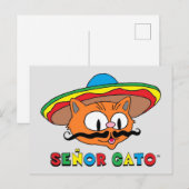 可愛おもしろいいカラフル漫画の猫cinco de Mayo ポストカード (正面/裏面)