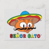 可愛おもしろいいカラフル漫画の猫cinco de Mayo ポストカード (正面)