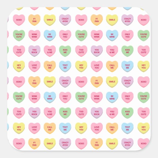 可愛おもしろいいガーリーカスタム会話キャンディハート スクエアシール (正面)