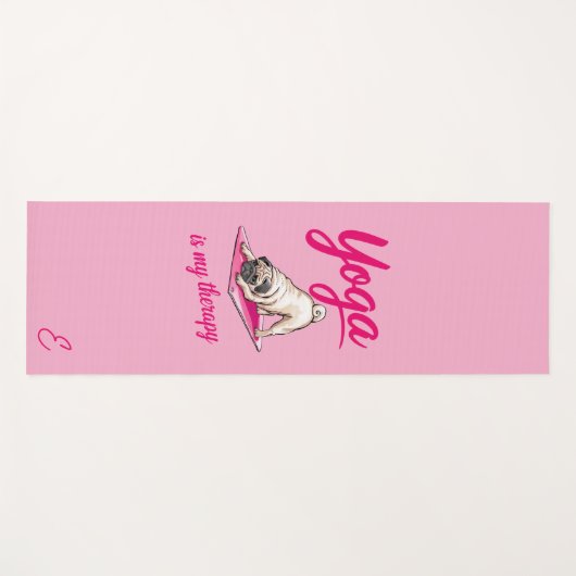 可愛おもしろいいガーリーホットピンクパグ ヨガマット (正面(横))