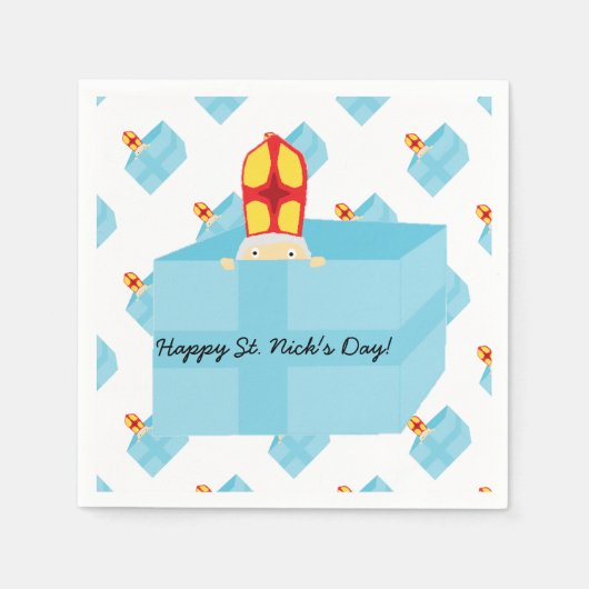 可愛おもしろいいキッズアートセントニコラス・シンタークラース スタンダードカクテルナプキン (正面)