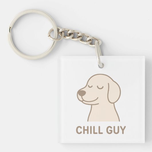 可愛おもしろいいキーチェーン – "Chill Guy"漫画犬 キーホルダー (正面)