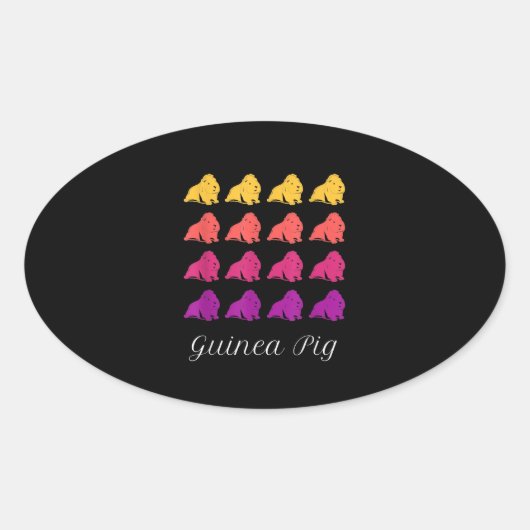 可愛おもしろいいギニアピグハムスター 楕円形シール (正面)